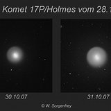 7  Komet 17P Holmes Größenentwicklung