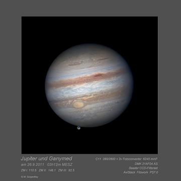20110926 03h12 Jupiter und Ganymed