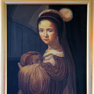 5654  Govaert Fink- Bildnis eines jungen Mädchens mit Hund