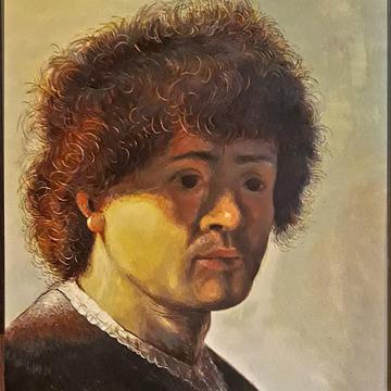 Selbstportrait in einem frühen Alter 1667, Rembrandt Rijn van Rijn 1606-1669. Vermutlich Fälschung